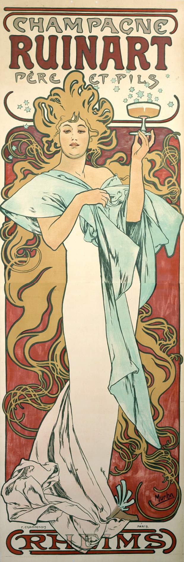Posters 19th century Alphonse Mucha, Ruinart champagne, 1896 