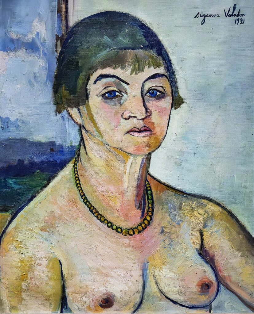 Suzanne Valadon Paintings: Suzanne Valadon, Self-Portrait with Naked Breasts, 1931, private collection.
