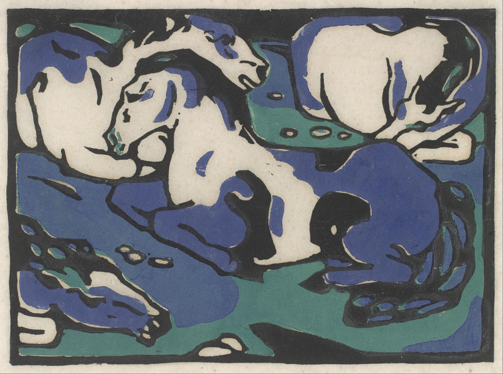 Franz Marc Horses Franz Marc, Resting Horses, 1911-1912, printed 1916, The Museum of Fine Arts, Houston, TX, USA. Wikipedia.
