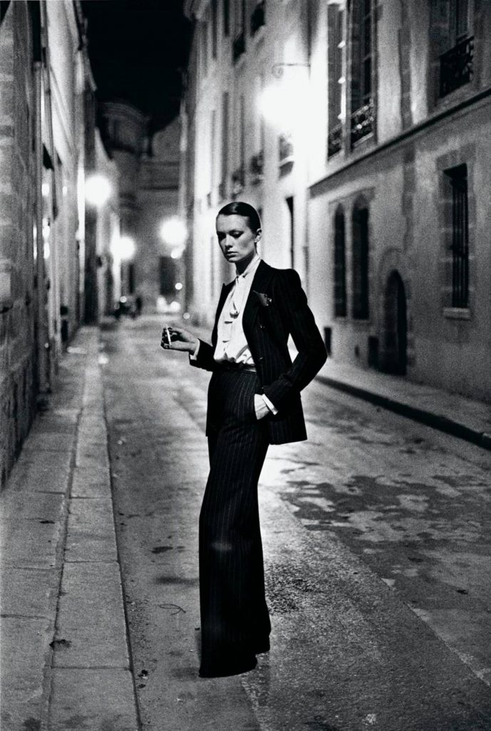 fashion photographers: Helmut Newton, Le Smoking, Paris collections, from White Women series, 1975. Vogue.