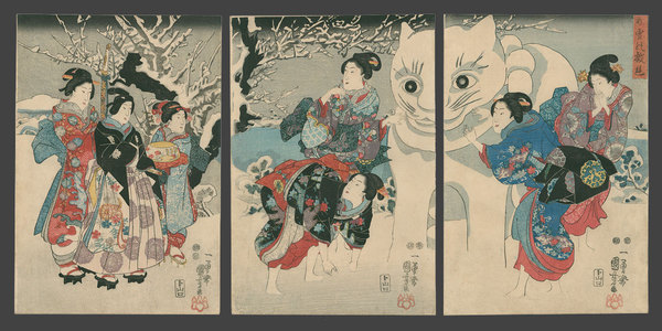 Utagawa Kuniyoshi, Giant snow cat, 1847-50. 