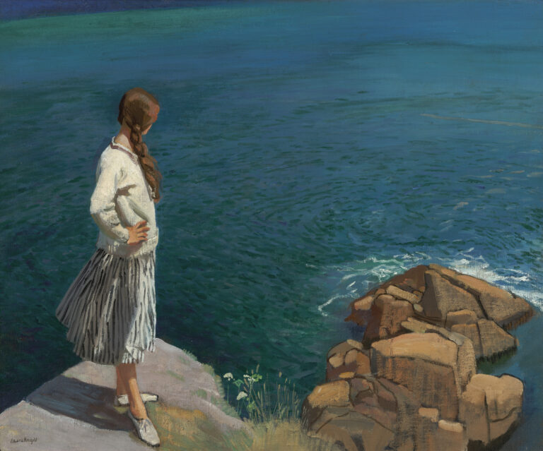 Laura Knight: Laura Knight, Girl at Edge of Cliff, 1917. Art Renewal.
