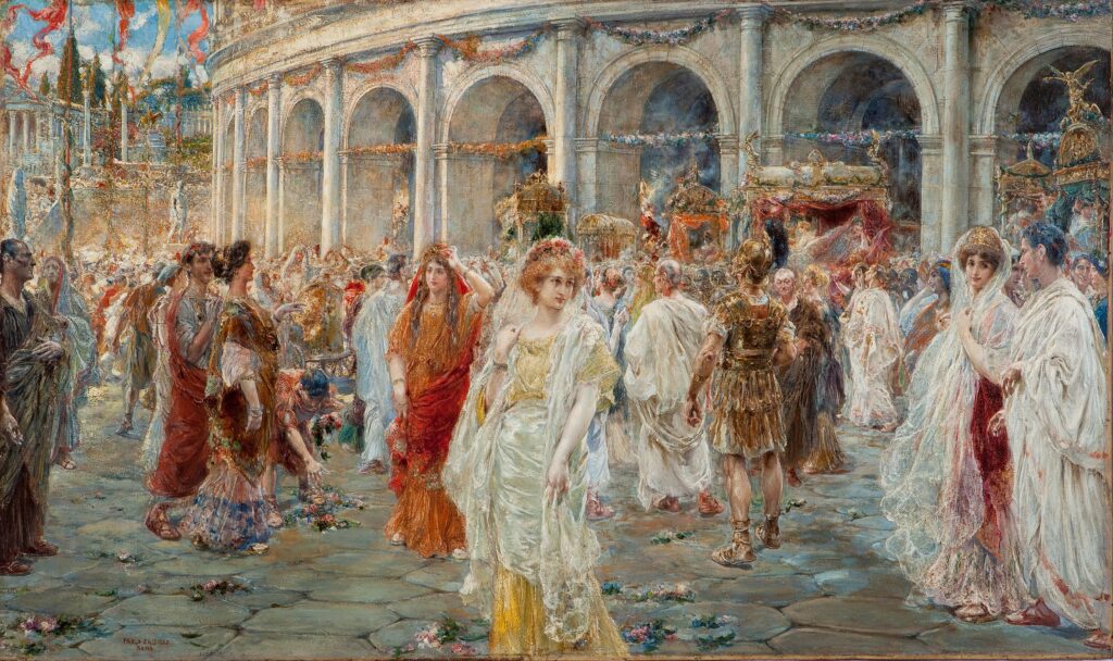 party in art: Party in Art: Juan Pablo Salinas Teruel, The Roman Festivals of the Colosseum (As Festas Romanas do Coliseu), ca. 1900s, Pinacoteca do Estado de São Paulo, São Paulo, Brazil.
