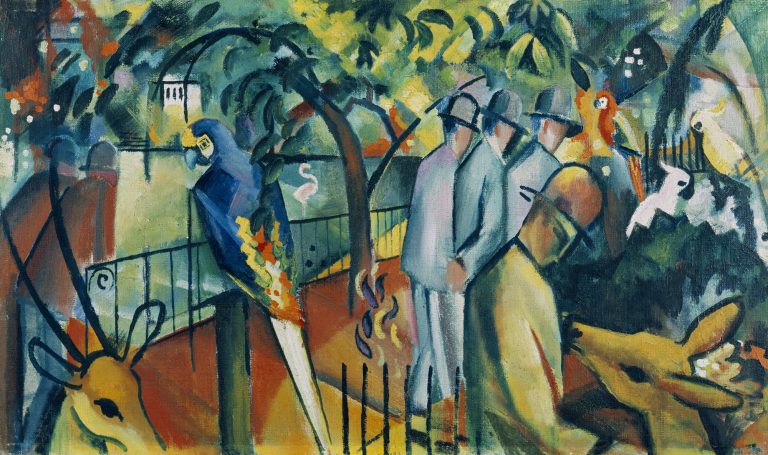 August Macke: August Macke, Zoological Garden I, 1912, Lenbachhaus Museum, Munich, Germany.
