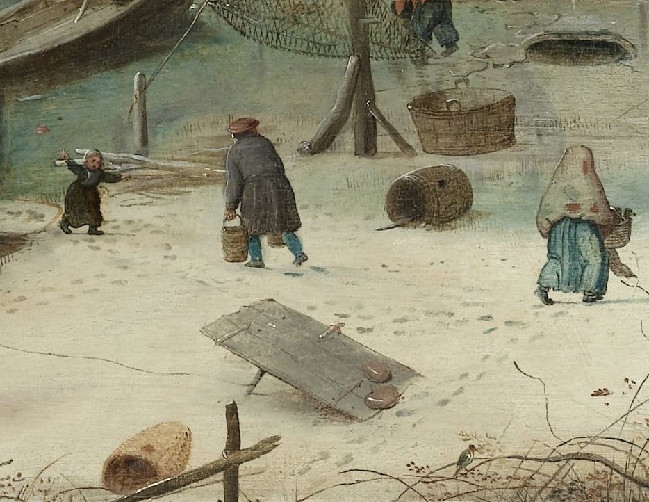 Hendrick Avercamp: Hendrick Avercamp, Winter Landscape with Skaters, 1608, Rijksmuseum, Amsterdam, Netherlands. Detail.
