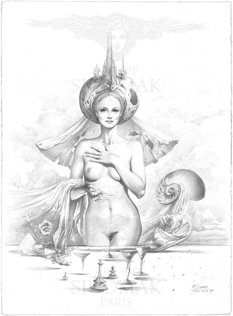 Wojtek Siudmak: Wojtek Siudmak, Dune Series: Chalice of Ambrosia, 2014. Pencil drawing. Artist’s website.
