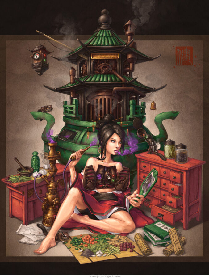 James Ng, Crystal Herbalist, illustration. 