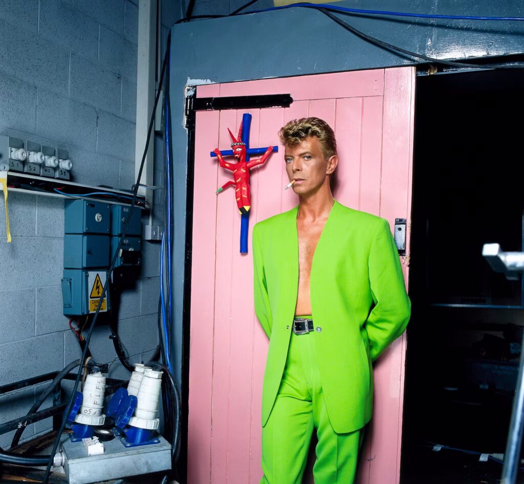 thierry mugler: David Bowie wearing a look from Thierry Mugler’s SS 1992 collection on the set of Tin Machine’s You Belong in Rock ’n’ Roll music video. W Magazine.
