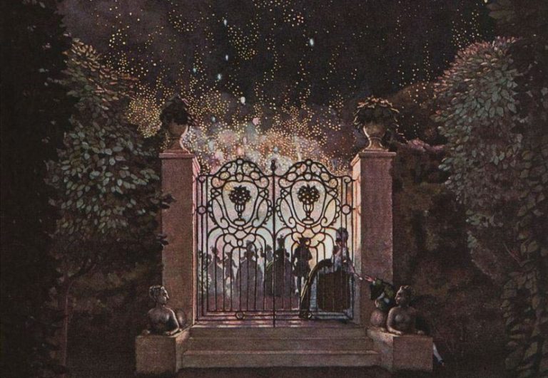 Artsy New Year's Resolutions: Konstantin Somov, Fireworks in the Park, 1907. WikiArt. Detail.
