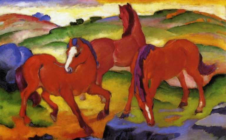 Franz Marc Horses: Franz Marc, Grazing Horses IV, 1911, Harvard Art Museums, Cambridge, MA, USA. Detail.
