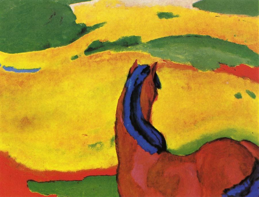 Franz Marc Horses Franz Marc, Horse in a landscape, 1910, Museum Folkwang, Essen, Germany. WikiArt.