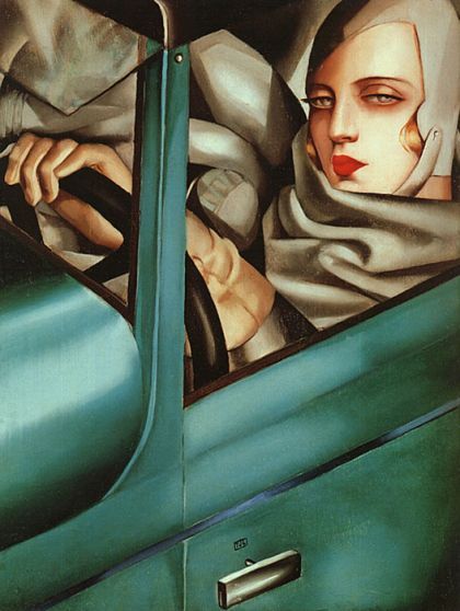 Roaring Twenties: Tamara de Lempicka, Autoportrait in a green Bugatti, 1929, Roaring Twenties in Art