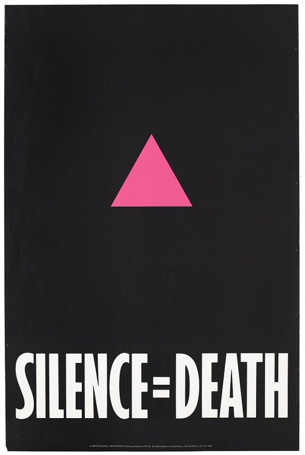 Poster for the Silence = Death project, 1987. ACT-UP, The AIDS Coalition To Unleash Powe