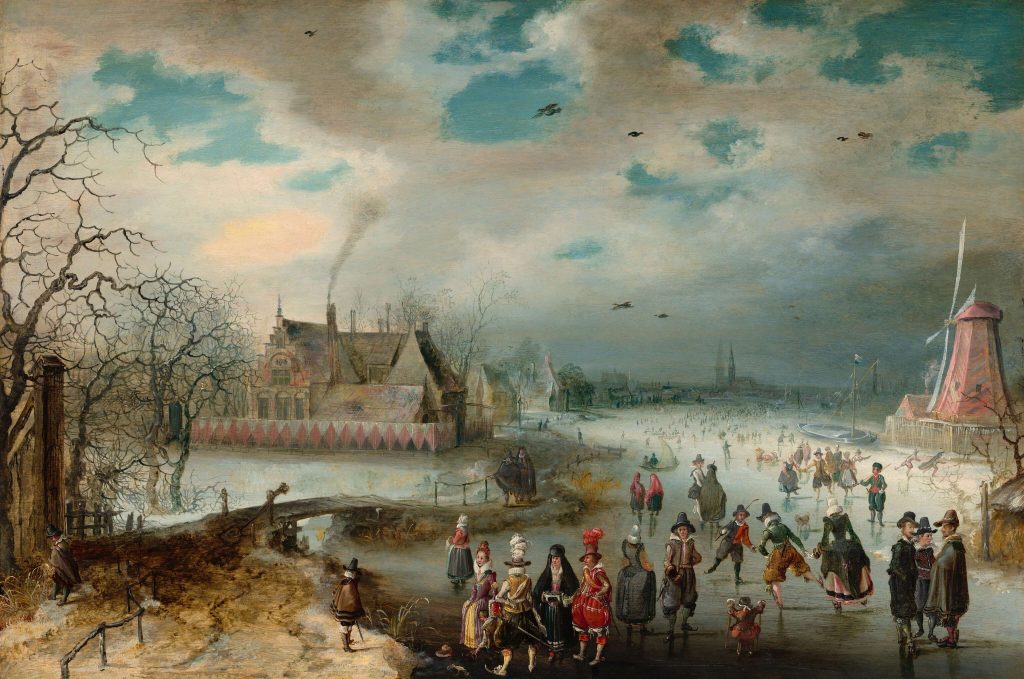 Adam van Breen, Skating on the Frozen Amstel River, Ice Skating Art
