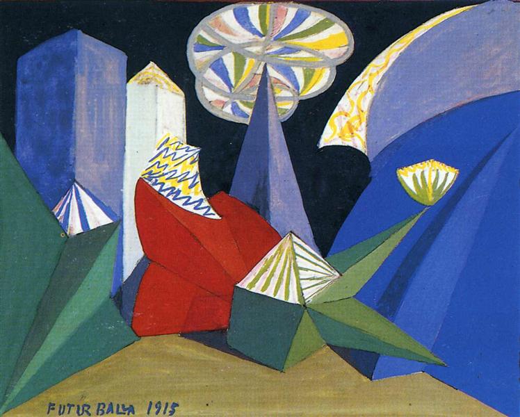 Giacomo Balla, Sketch for the ballet by Igor Stravinsky: Fireworks (Feu d'artifice), 1915, Teatro alla Scala Museum, Milan, New Year's Fireworks