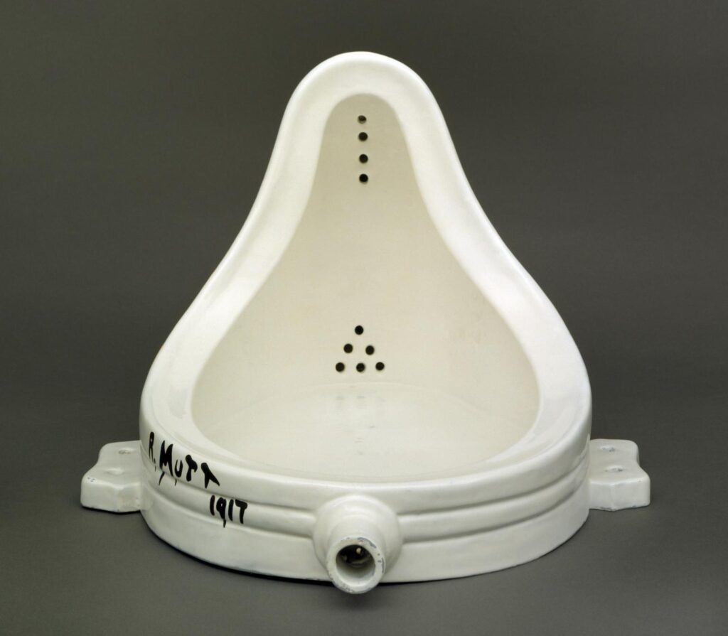 conceptual art: Marcel Duchamp, Fountain, 1917, replica 1964, Tate, London, UK. © Succession Marcel Duchamp/ADAGP, Paris and DACS, London 2024.
